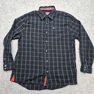 Polaris Gray 100% Cotton Flannel Men's Button Up Shirt Size XL